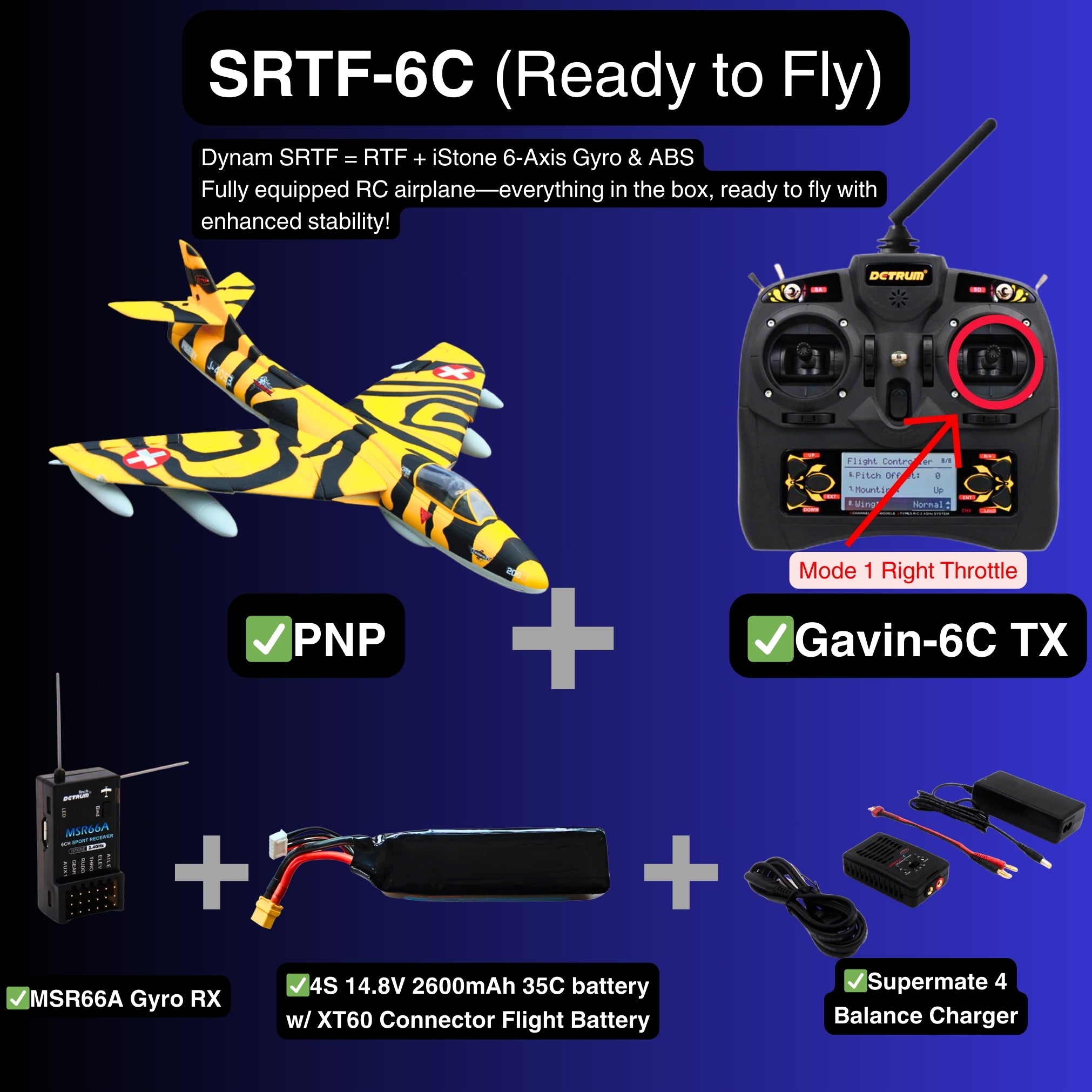 Dynam ホーカー ハンター 4S 70mm 12ブレード RC 初心者向け EDF ジェット
