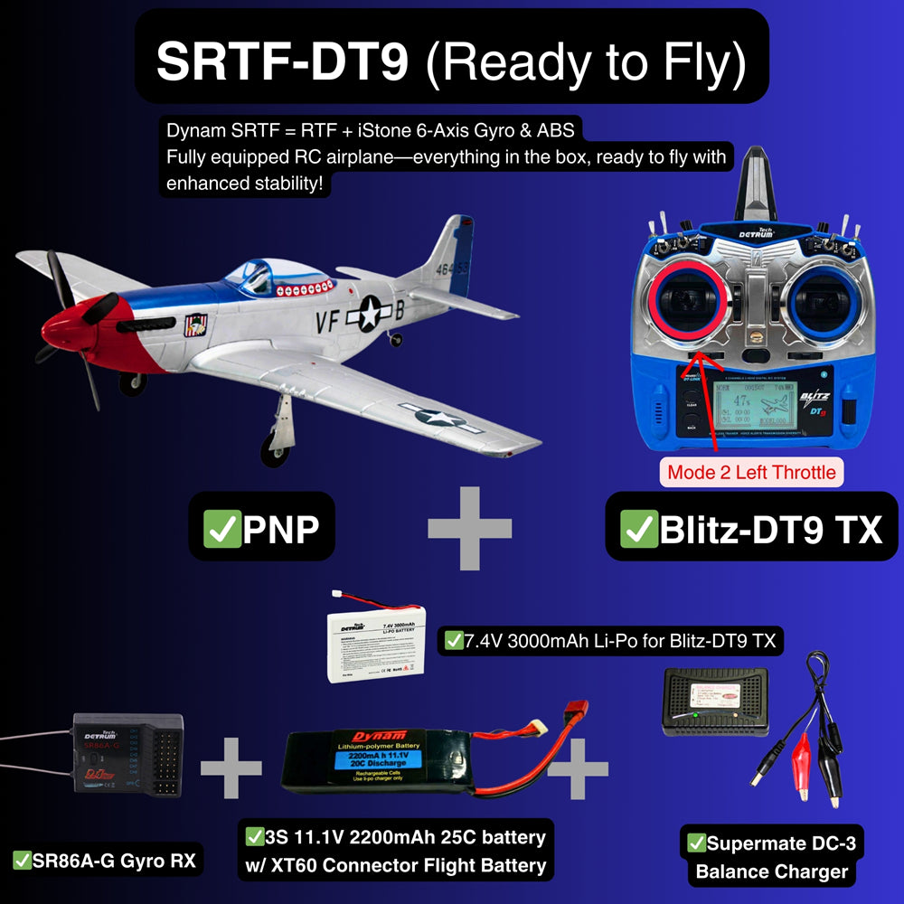 Dynam Mini P-51D Mustang V2 RC Warbird Plane 762mm