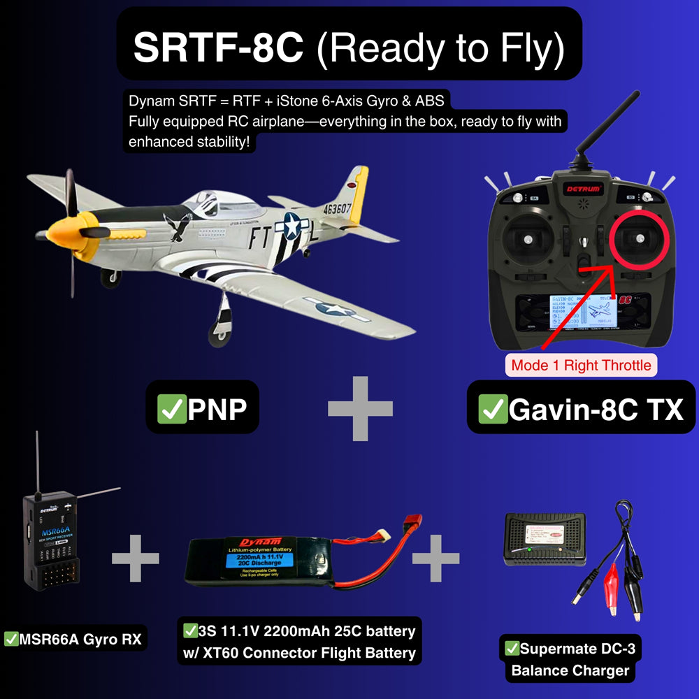 Dynam P-51 マスタング V2 シルバー RC ウォーバード プレーン 1200mm