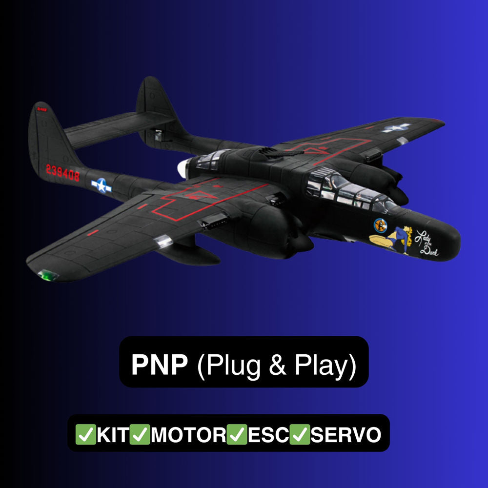 Dynam P-61 Black Widow 4S Twin Engine RC Warbird Plane 1500mm w/ Flaps