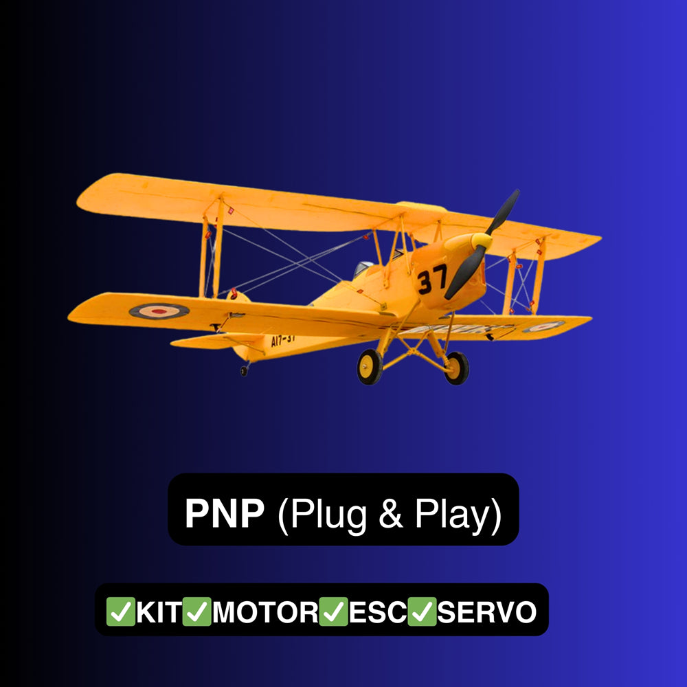 Dynam Tiger Moth DH. 82 V2 Yellow 4S RC Biplane 1300mm