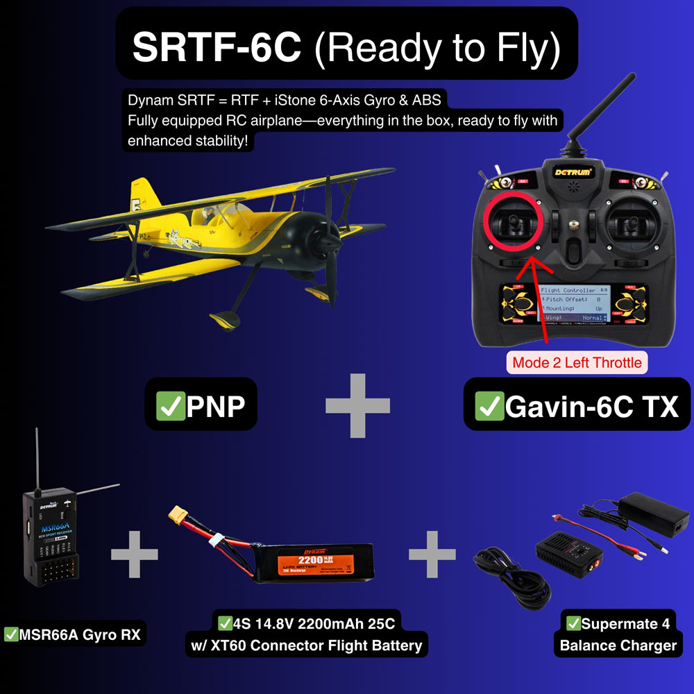 Dynam Pitts Python Yellow 4S RC Aerobatic 3D Sport Biplane
