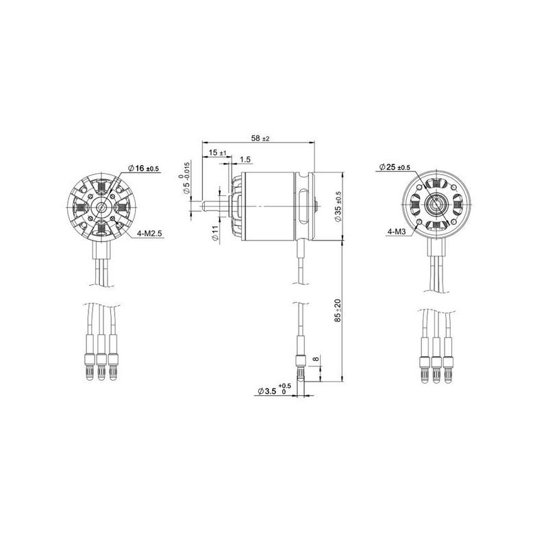 TomCat G15 3520-980KV Outrunner Brushless Motor (15 Glow) Drawing