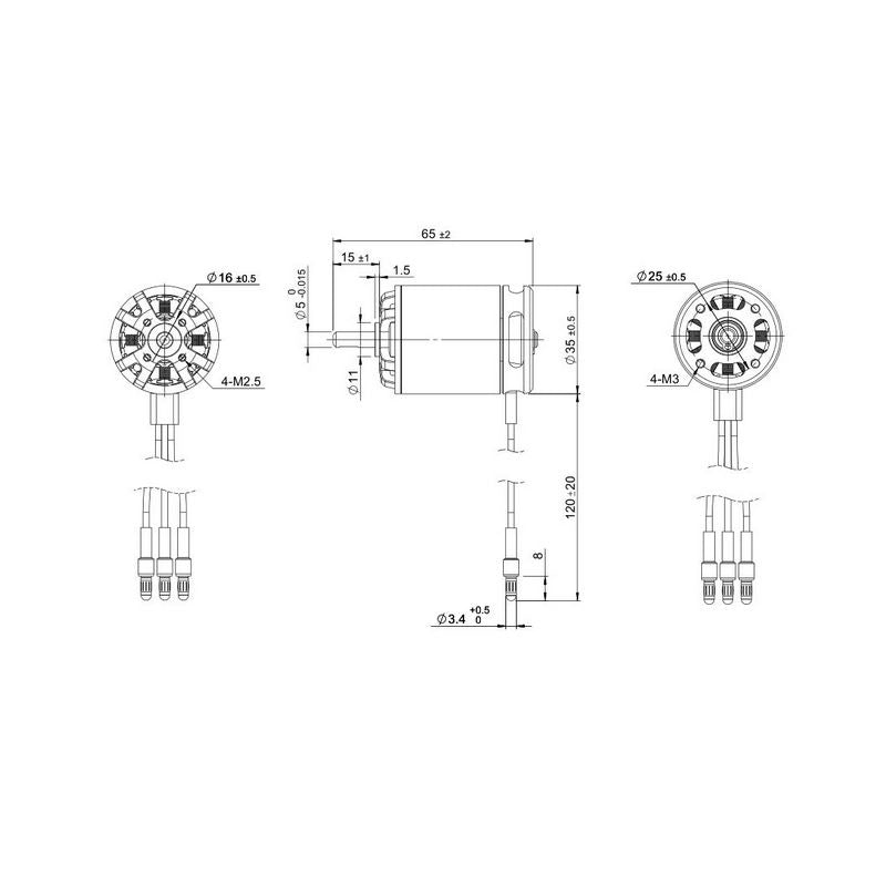 TomCat G25 3527-1140KV Outrunner Brushless Motor (25 Glow) Drawing