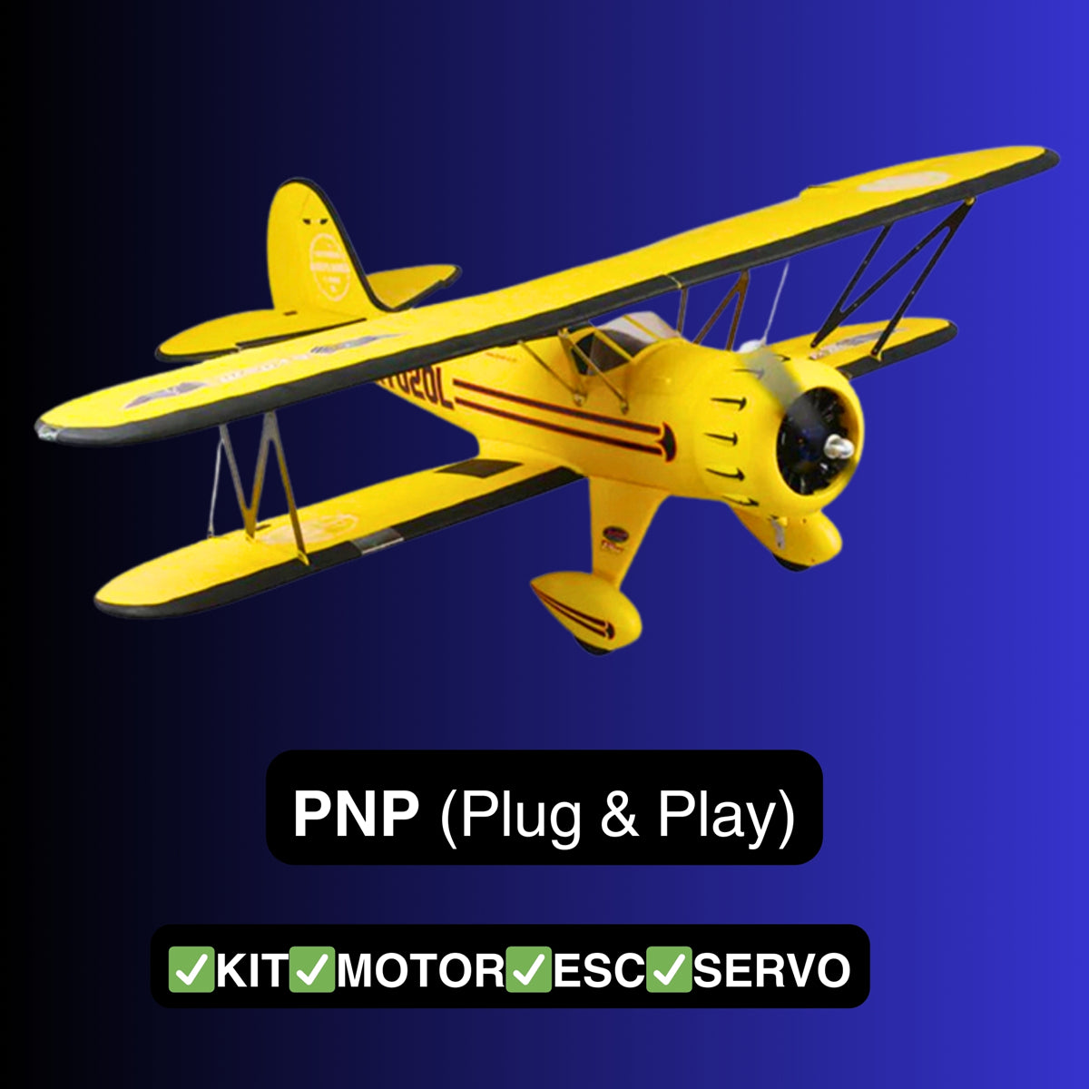 Dynam Waco YMF-5D V2 Yellow 4S RC Biplane 1300mm